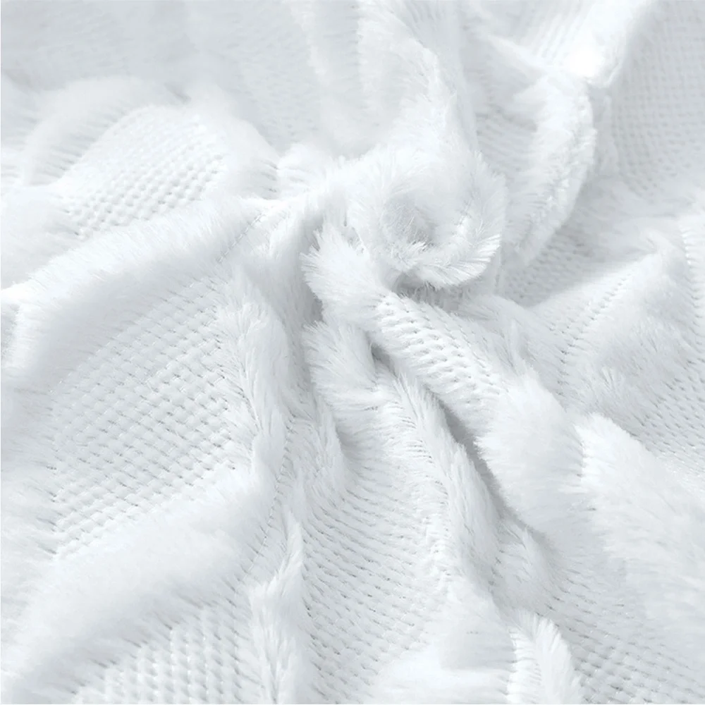 White Ivory Farmhouse Pillow Cover Furry Faux Luxury Soft Warm Pillow Case Set